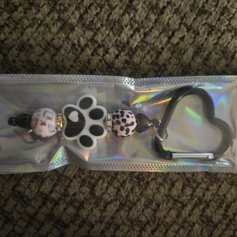 Black and White Paw Print Key Holder